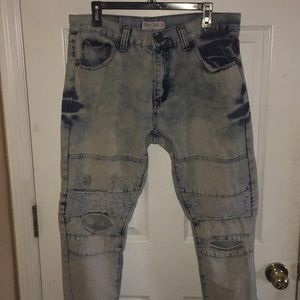 Bleached Distressed Ripped Jeans